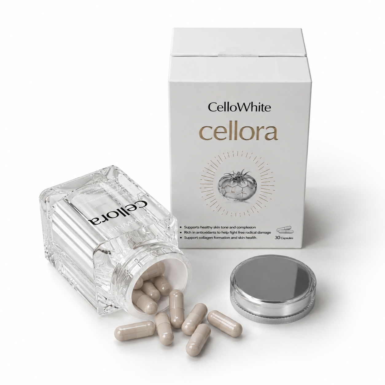 CelloWhite capsules and box